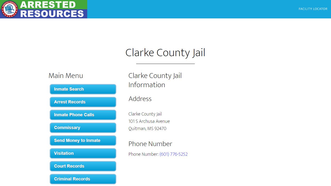 Clarke County Jail - Inmate Search - Quitman, MS - Arrested Resources