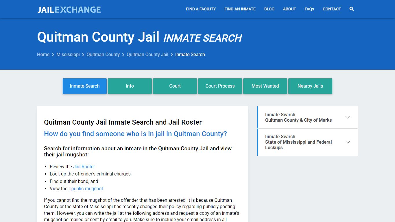 Inmate Search: Roster & Mugshots - Quitman County Jail, MS